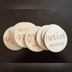 Wooden Baby Milestone Discs - Neutral Beige